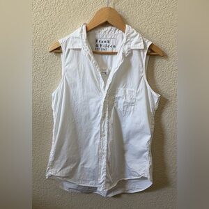 Frank & Eileen Size Small Fiona White Sleeveless Button Up Shirt 100% Cotton